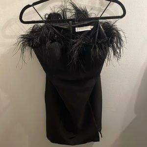 ASTR Raven Feather Trim Mini Dress